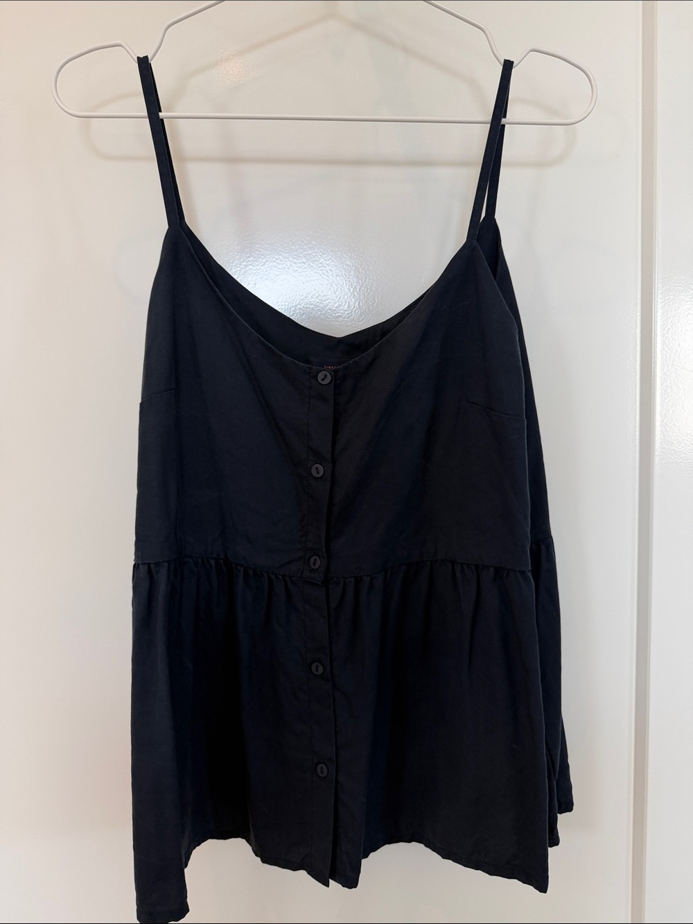 Women's Black Button-Down Spaghetti Strap Camisole